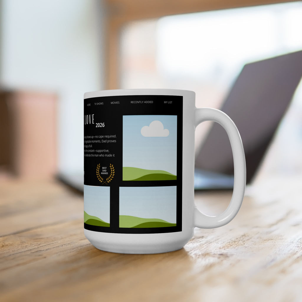 Dadflix Mug Wrap Canva Template | Editable 15-oz Mug Design