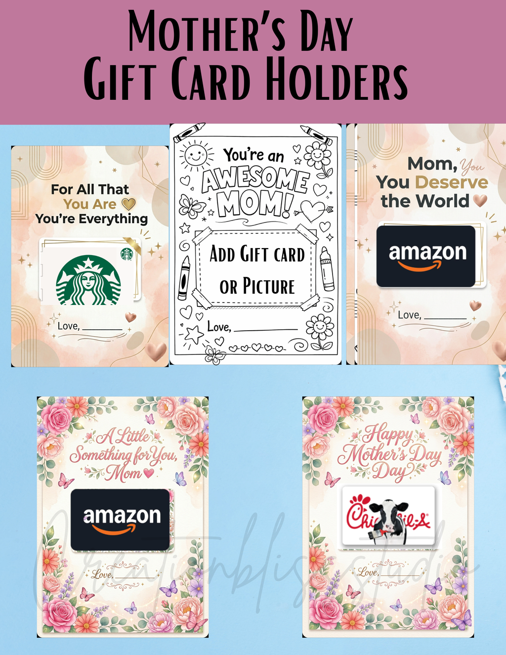 Mother’s Day Gift Card Holder Bundle Printable