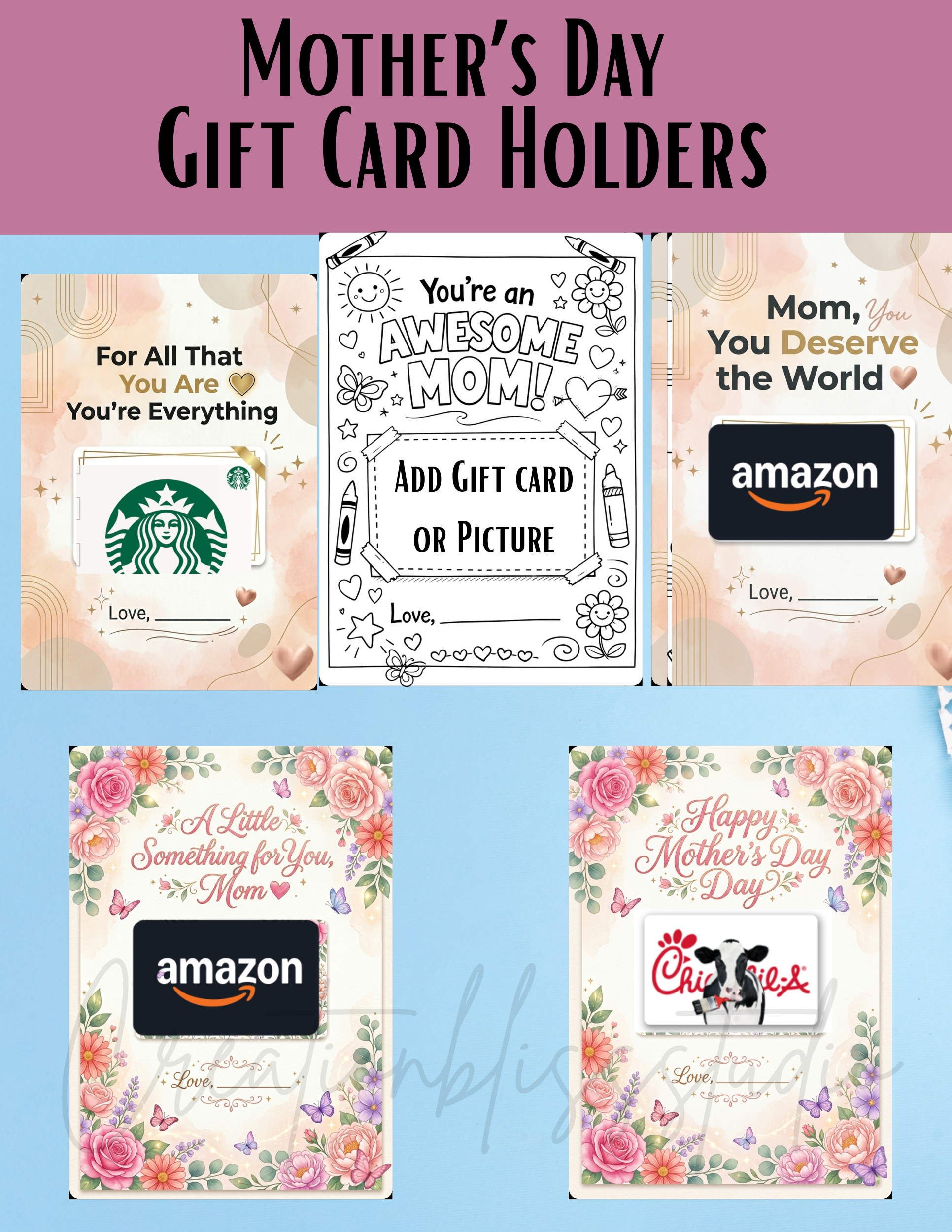 Mother’s Day Gift Card Holder Bundle Printable
