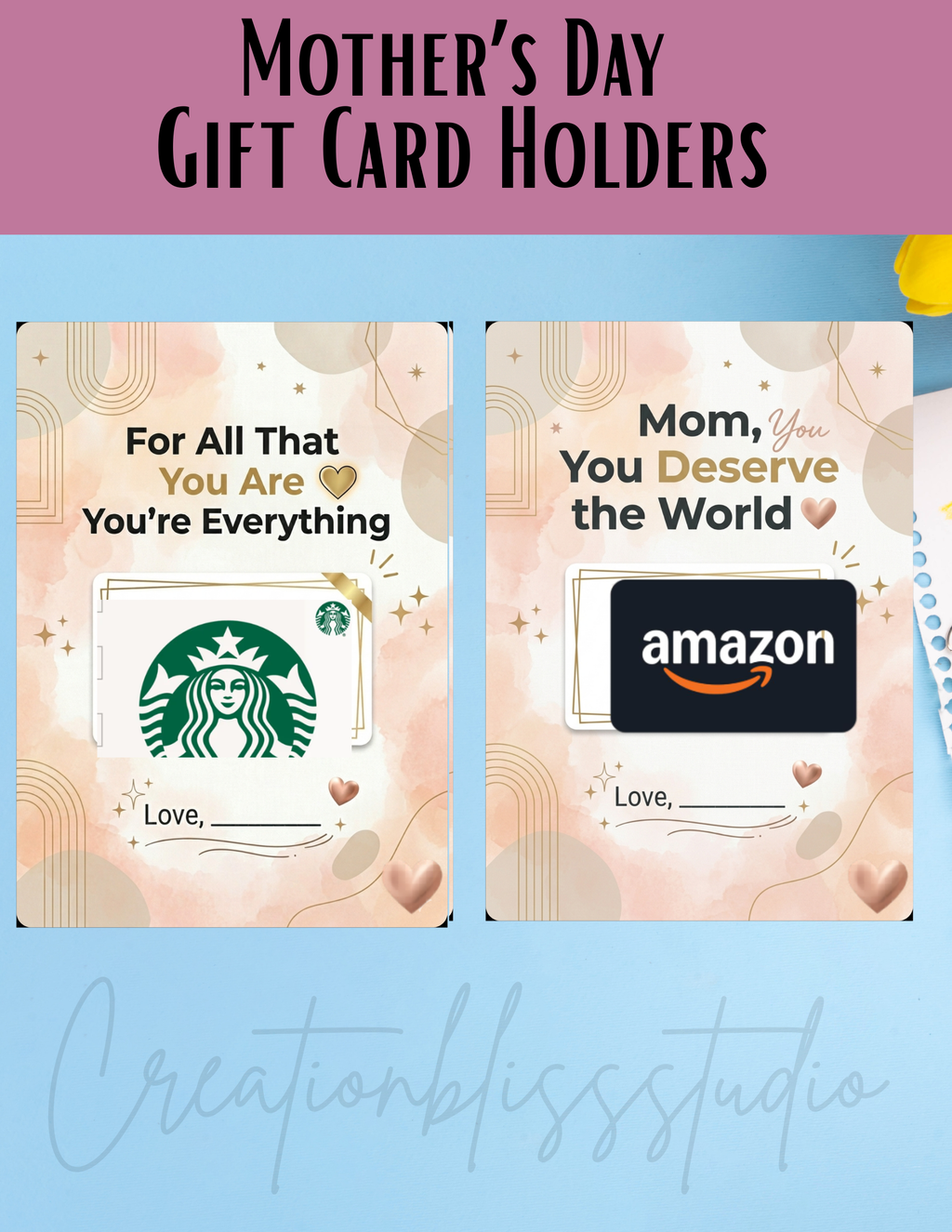 Mother’s Day Gift Card Holder Bundle Printable