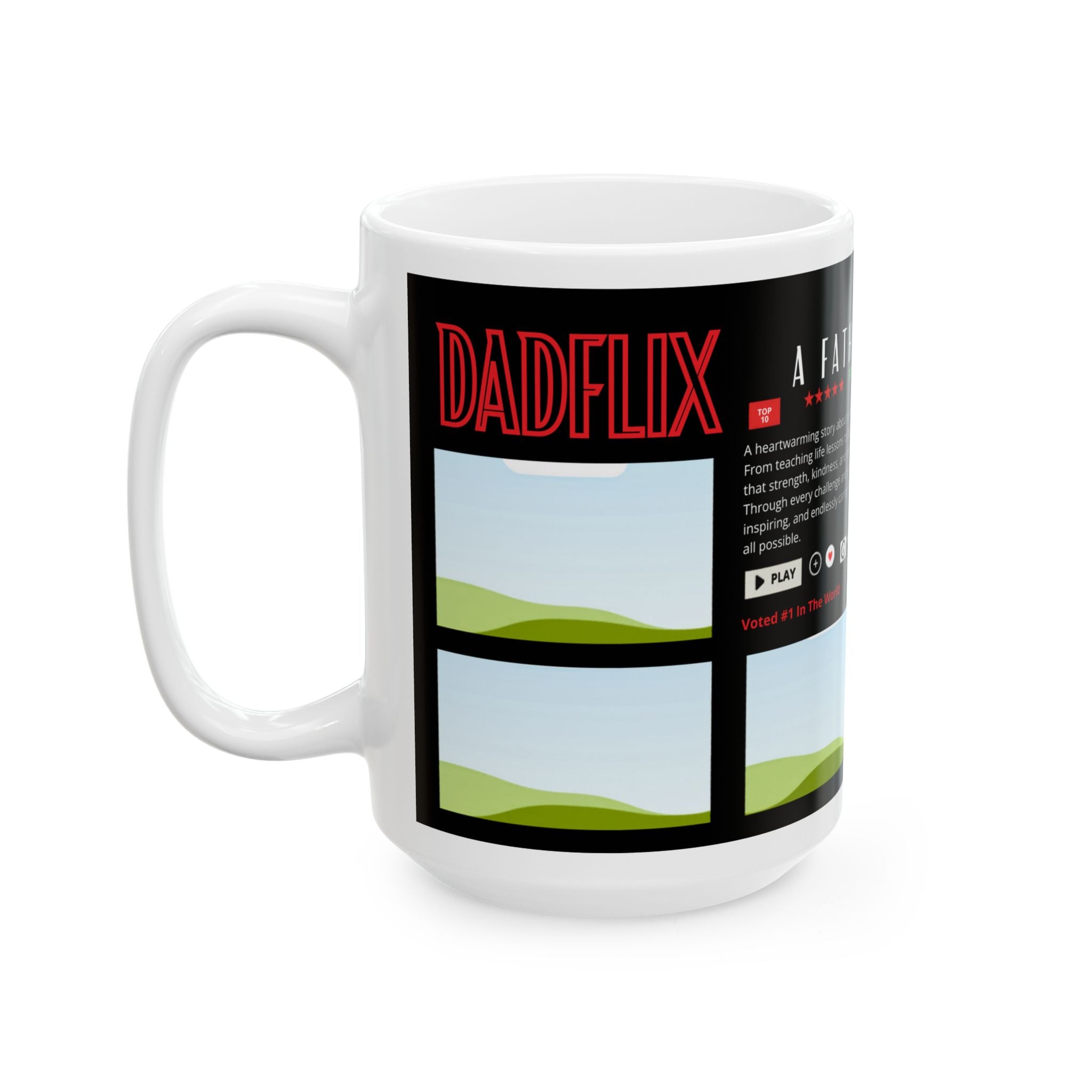 Dadflix Mug Wrap Canva Template | Editable 15-oz Mug Design