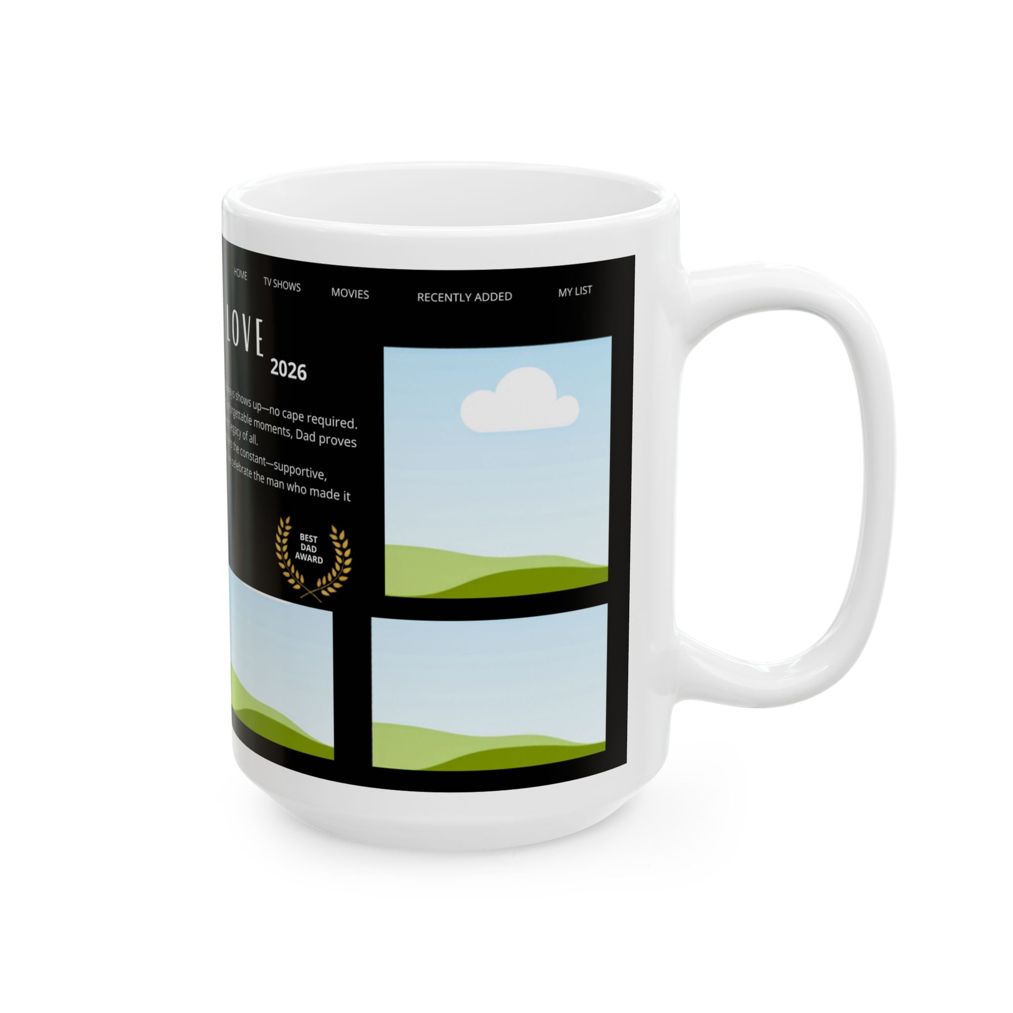 Dadflix Mug Wrap Canva Template | Editable 15-oz Mug Design