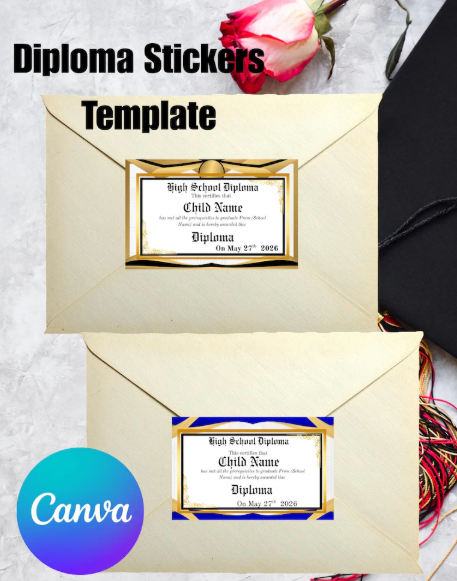 Graduation Diploma Sticker Editable Template