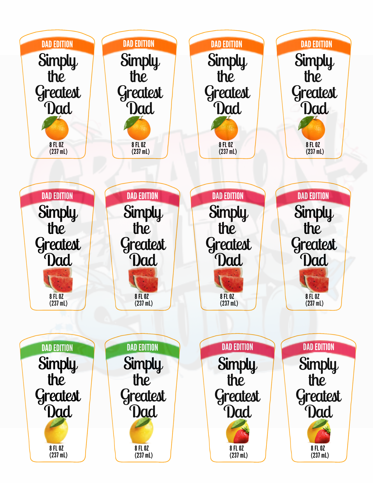 Simply the Greatest Dad & Papa Juice Labels Bundle Printables