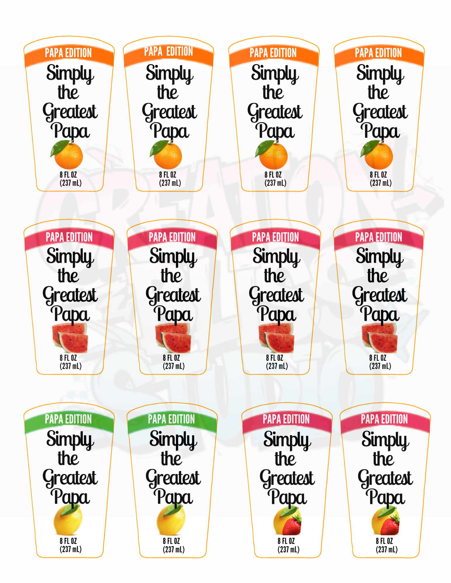 Simply the Greatest Dad & Papa Juice Labels Bundle Printables